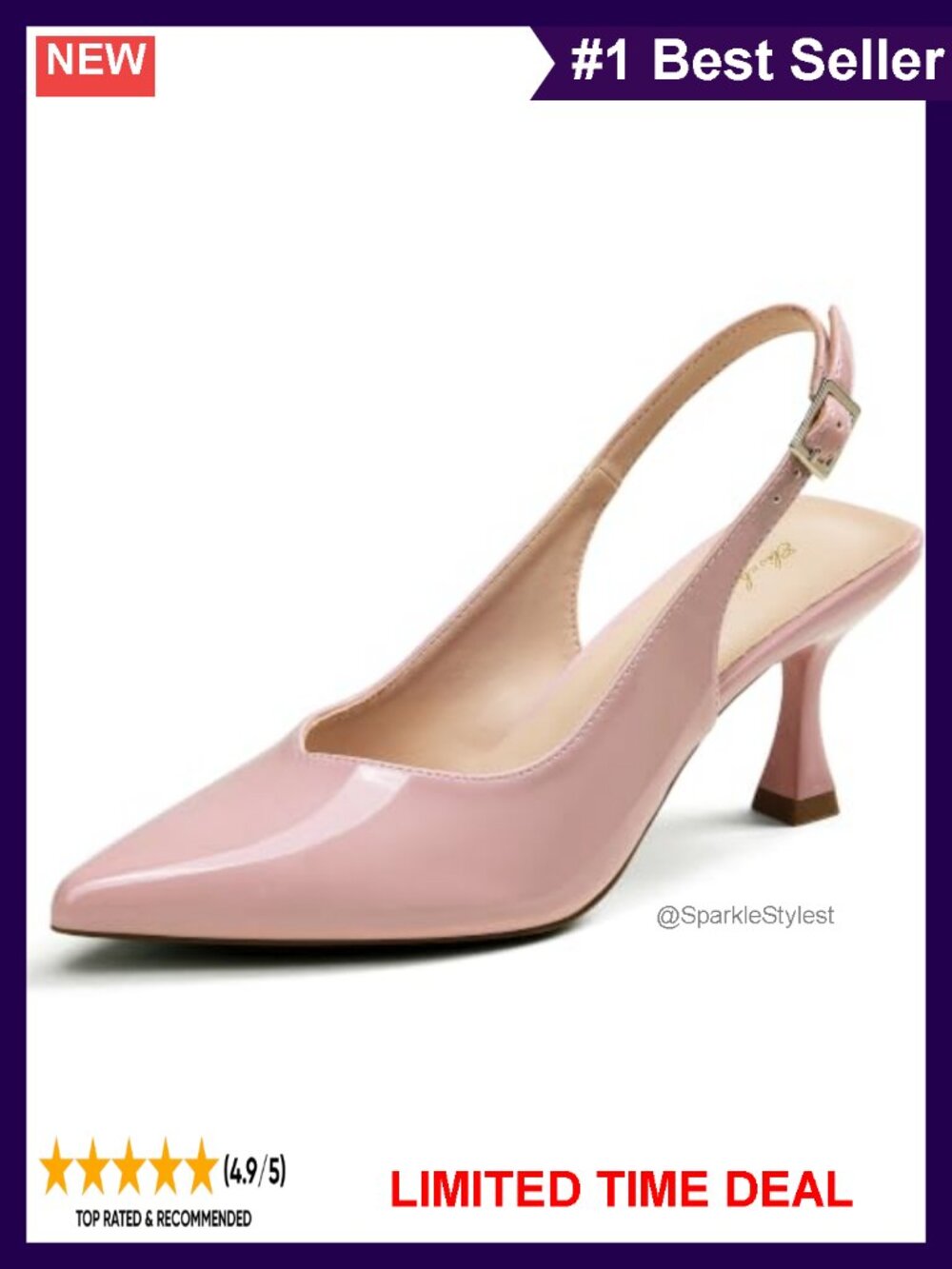 Kitten Heel Slingback Pointed Closed Toe Pump